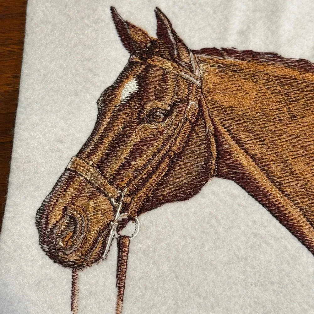 VTG Thoroughbred Horse Head Handmade Embroidery Patch Western Equestrian Sew On